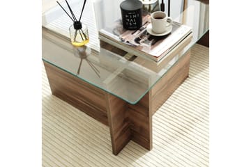 Almasi Rektangulärt Soffbord 105x40x105 cm - Brun / Valnöt / Glas - Möbler - Bord & matgrupp - Soffbord