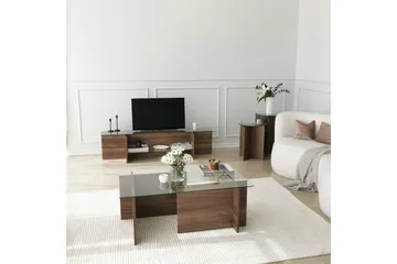 Almasi Rektangulärt Soffbord 105x40x105 cm - Brun / Valnöt / Glas - Möbler - Bord & matgrupp - Soffbord