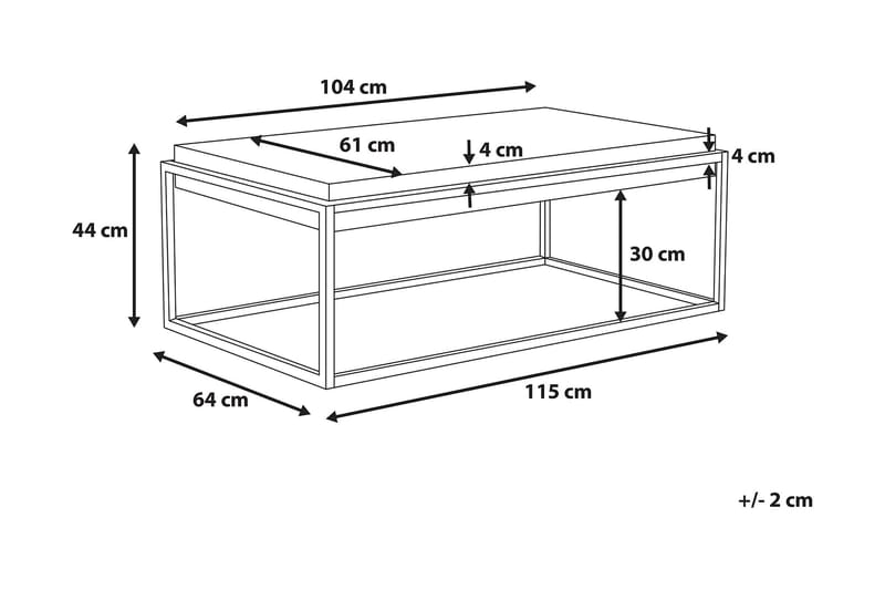 Altos Rektangulärt Soffbord 64 cm i Trä och Metall med Betongeffekt - Grå - Möbler - Bord & matgrupp - Soffbord