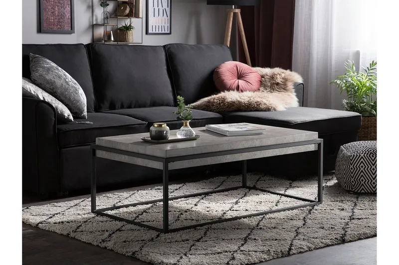 Altos Rektangulärt Soffbord 64 cm i Trä och Metall med Betongeffekt - Grå - Möbler - Bord & matgrupp - Soffbord