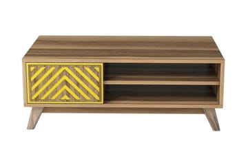 Soffbord Amtorp 105 cm med Förvaring 2 Hyllor Linjer + Skåp