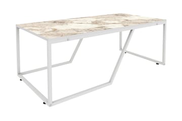 Andifli 120 cm Rektangulärt Soffbord i Trä med Marmormönster - Vit - Möbler - Bord & matgrupp - Soffbord