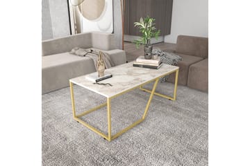 Andifli Rektangulärt Soffbord 120 cm i Trä med Geometriskt Underrede - Vit - Möbler - Bord & matgrupp - Soffbord