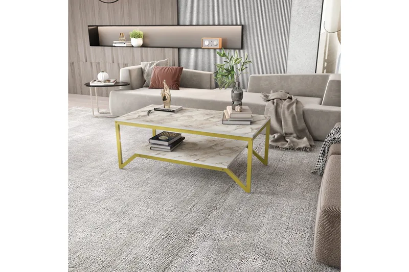 Andifli Soffbord 60x45,8x120 cm - Guld/Vit - Möbler - Bord & matgrupp - Soffbord