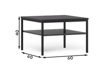 Anjal 60 cm Kvadratiskt Soffbord med Hylla i Målat Trä - Svart - Möbler - Bord & matgrupp - Soffbord