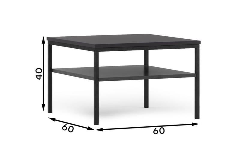 Anjal 60 cm Kvadratiskt Soffbord med Hylla i Målat Trä - Svart - Möbler - Bord & matgrupp - Soffbord