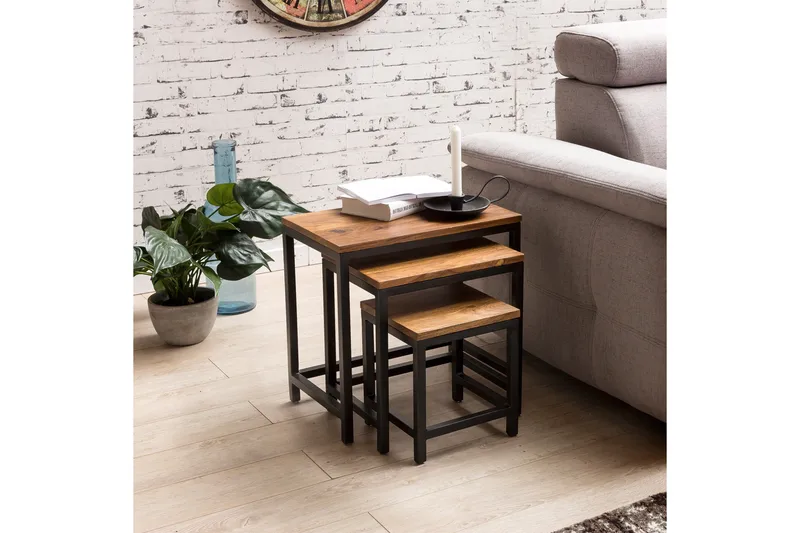 Aranza Satsbord 45 cm 3 Bord - Massivt Trä/Svart - Möbler - Bord & matgrupp - Soffbord