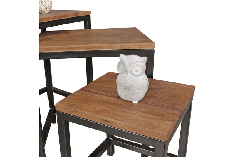 Aranza Satsbord 45 cm 3 Bord - Massivt Trä/Svart - Möbler - Bord & matgrupp - Soffbord