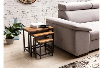 Aranza Satsbord 45 cm 3 Bord - Massivt Trä/Svart - Möbler - Bord & matgrupp - Soffbord