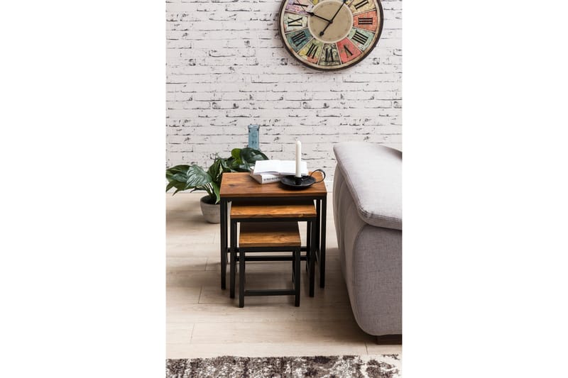 Aranza Satsbord 45 cm 3 Bord - Massivt Trä/Svart - Möbler - Bord & matgrupp - Soffbord