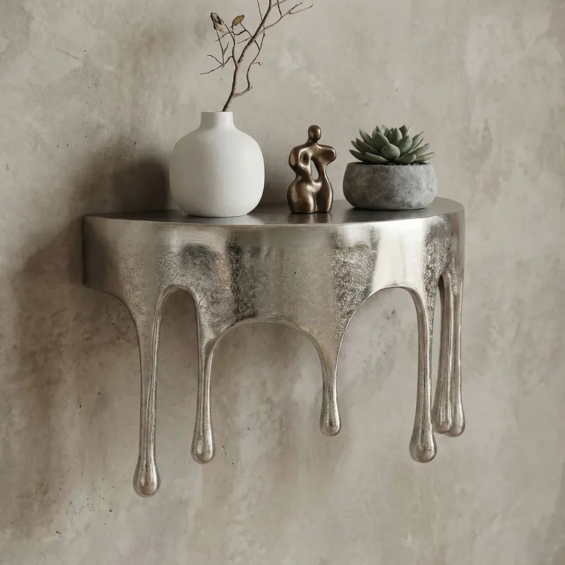 Arvik Vägghylla 60 cm i aluminium med droppdesign - silver - Möbler - Bord & matgrupp - Soffbord - Soffbord med förvaring