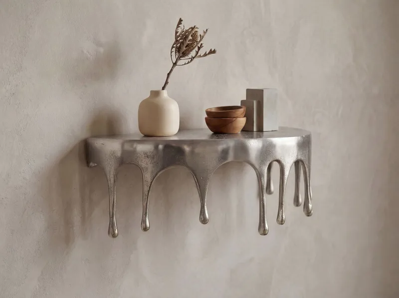 Arvik Vägghylla 60 cm i aluminium med droppdesign - silver - Möbler - Bord & matgrupp - Soffbord - Soffbord med förvaring