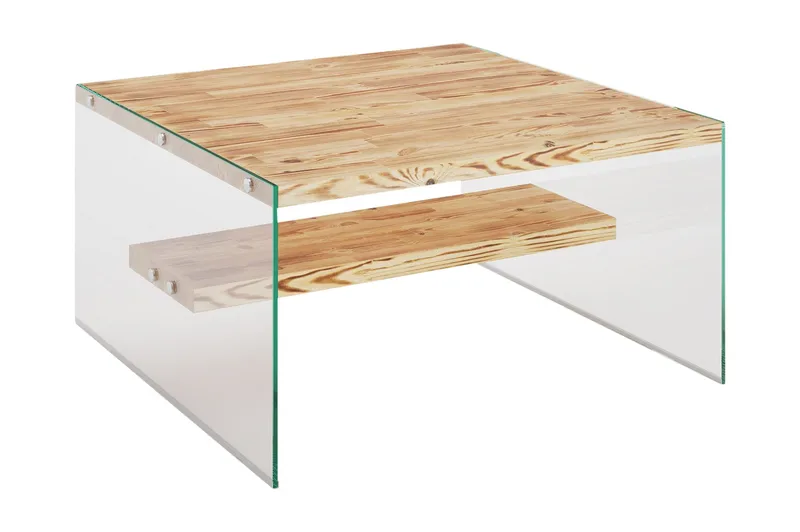 Assanisa Soffbord 75 cm, Natur/Glas