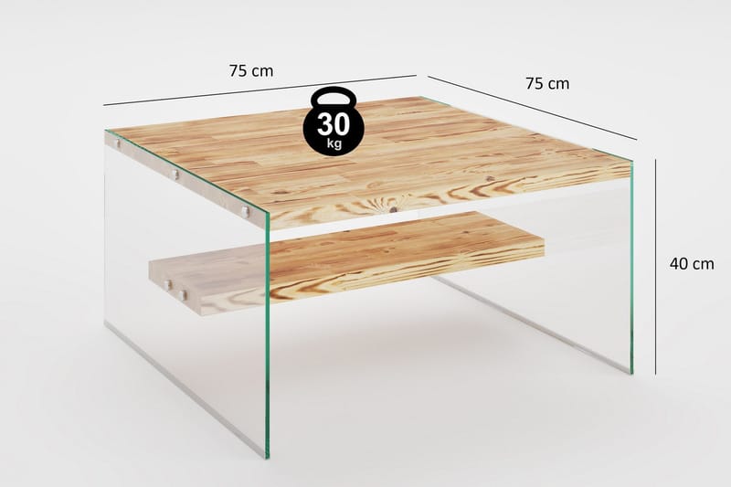 Assanisa Soffbord 75 cm - Natur/Glas - Möbler - Bord & matgrupp - Soffbord - Soffbord med förvaring