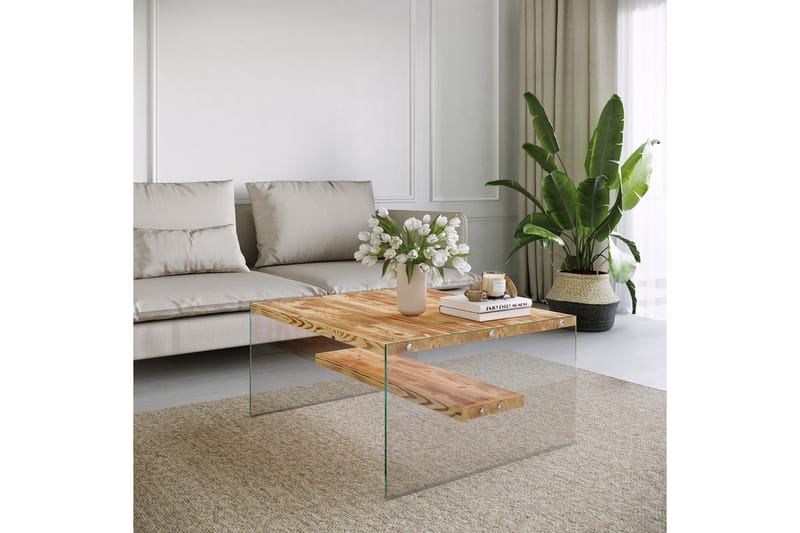 Assanisa Soffbord 75 cm - Natur/Glas - Möbler - Bord & matgrupp - Soffbord - Soffbord med förvaring