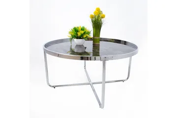 Astor Runt Soffbord i Metall och Glas - Grå - Möbler - Bord & matgrupp - Soffbord