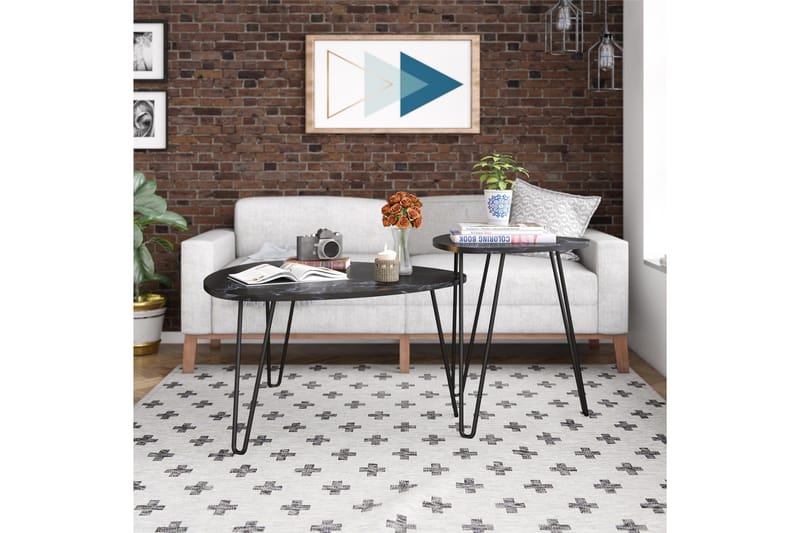 Athena Satsbord Svart/Marmormönster - Novogratz - Möbler - Bord & matgrupp - Soffbord