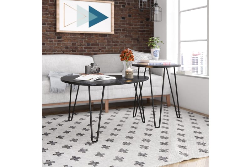 Athena Satsbord Svart/Marmormönster - Novogratz - Möbler - Bord & matgrupp - Soffbord