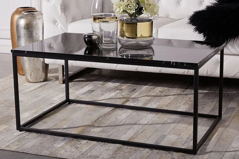 Barreras Soffbord 100 cm Marmormönster - Svart - Möbler - Bord & matgrupp - Soffbord