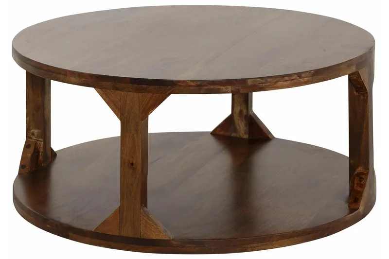 Beetham Soffbord 60 cm Runt med Förvaring Hylla - Mangoträ/Valnötsbrun - Möbler - Bord & matgrupp - Soffbord - Soffbord med förvaring