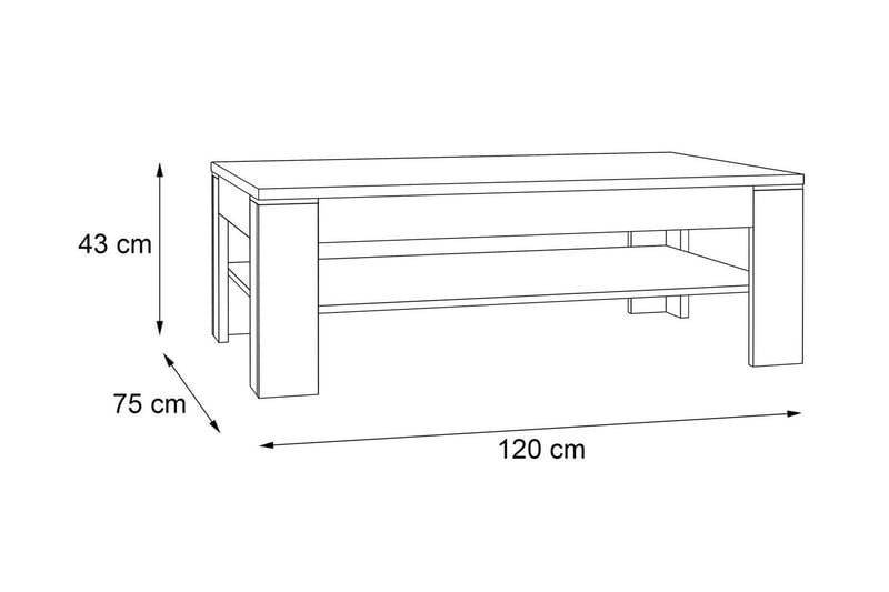 Soffbord Belaugh 120 cm med Förvaring Hylla - Natur - Soffbord