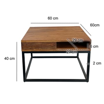 Beleri Soffbord 60 cm Kvadratisk - Varmbrun och svart - Möbler - Bord & matgrupp - Soffbord - Soffbord med förvaring