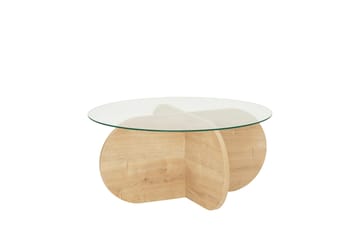 Bengul 75 cm Runt Soffbord i Glas med Träunderrede - Klar - Möbler - Bord & matgrupp - Soffbord