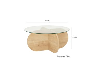 Bengul 75 cm Runt Soffbord i Glas med Träunderrede - Klar - Möbler - Bord & matgrupp - Soffbord
