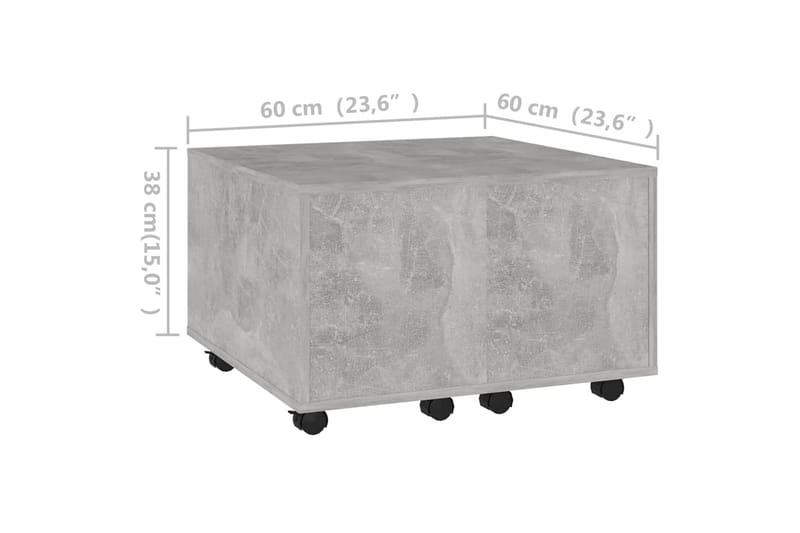 Soffbord betonggrå 60x60x38 cm spånskiva - Grå - Soffbord