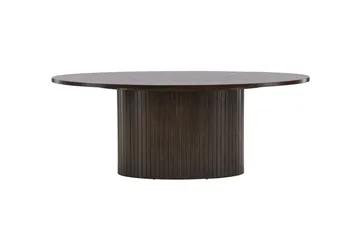 Bianca 120 cm Ovalt Soffbord i Trä med Räfflad Pelarfot - Brun - Möbler - Bord & matgrupp - Soffbord