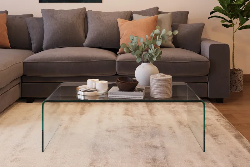 Bonisiolo Rektangulärt Soffbord 110x55 cm i Böjt Glas - Transparent - Möbler - Bord & matgrupp - Soffbord