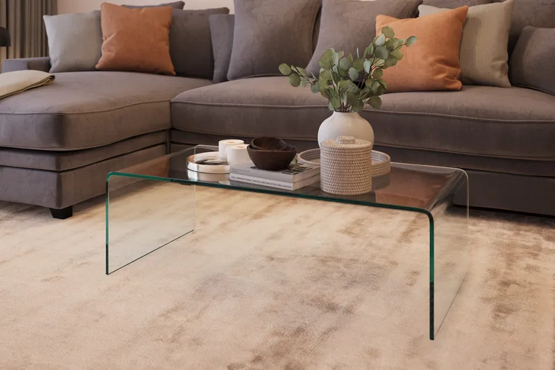 Bonisiolo Rektangulärt Soffbord 110x55 cm i Böjt Glas - Transparent - Möbler - Bord & matgrupp - Soffbord