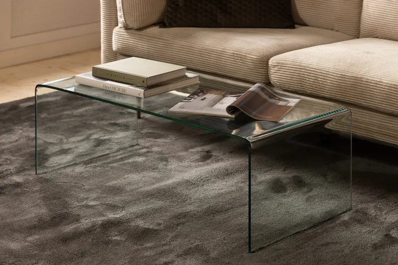 Bonisiolo Rektangulärt Soffbord 110x55 cm i Böjt Glas - Transparent - Möbler - Bord & matgrupp - Soffbord