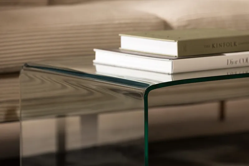 Bonisiolo Rektangulärt Soffbord 110x55 cm i Böjt Glas - Transparent - Möbler - Bord & matgrupp - Soffbord