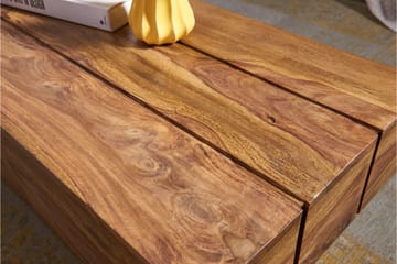 Brano 120 cm Rektangulärt Soffbord i Massivt Trä med Massiv Balkdesign - Brun - Möbler - Bord & matgrupp - Soffbord