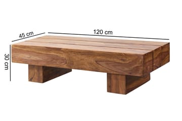 Brano 120 cm Rektangulärt Soffbord i Massivt Trä med Massiv Balkdesign - Brun - Möbler - Bord & matgrupp - Soffbord