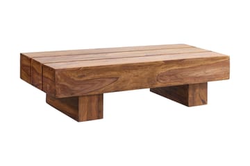 Brano 120 cm Rektangulärt Soffbord i Massivt Trä med Massiv Balkdesign - Brun - Möbler - Bord & matgrupp - Soffbord