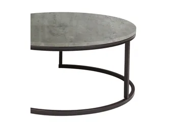 Britu Runt Soffbord 80x35 cm i Trä med Metallunderrede - Grå - Möbler - Bord & matgrupp - Soffbord