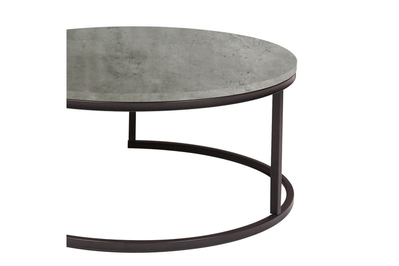 Britu Runt Soffbord 80x35 cm i Trä med Metallunderrede - Grå - Möbler - Bord & matgrupp - Soffbord