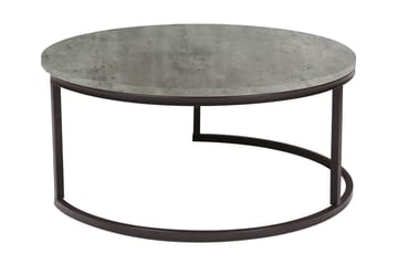 Britu Runt Soffbord 80x35 cm i Trä med Metallunderrede - Grå - Möbler - Bord & matgrupp - Soffbord