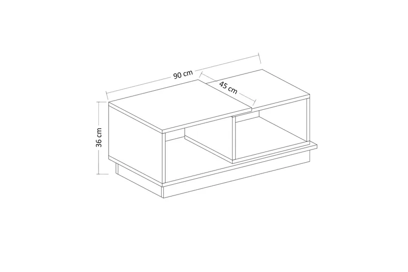Broceni Soffbord 90 cm med Förvaring Hyllor - Antracit/Natur - Möbler - Bord & matgrupp - Soffbord - Soffbord med förvaring