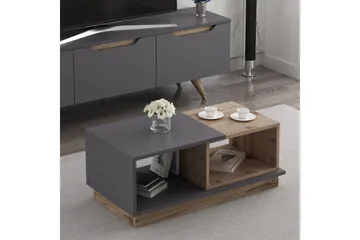 Broceni Soffbord 90 cm med Förvaring Hyllor - Antracit/Natur - Möbler - Bord & matgrupp - Soffbord - Soffbord med förvaring