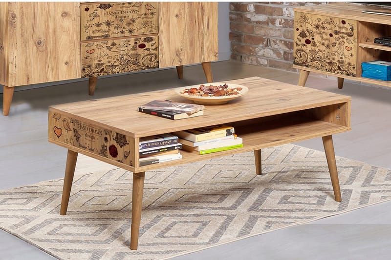 Brokind Soffbord 110 cm med Förvaring Hylla Fåglar - Natur - Möbler - Bord & matgrupp - Soffbord - Soffbord med förvaring