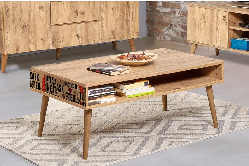 Brokind Soffbord 110 cm med Förvaring Hylla Text - Natur - Möbler - Bord & matgrupp - Soffbord - Soffbord med förvaring