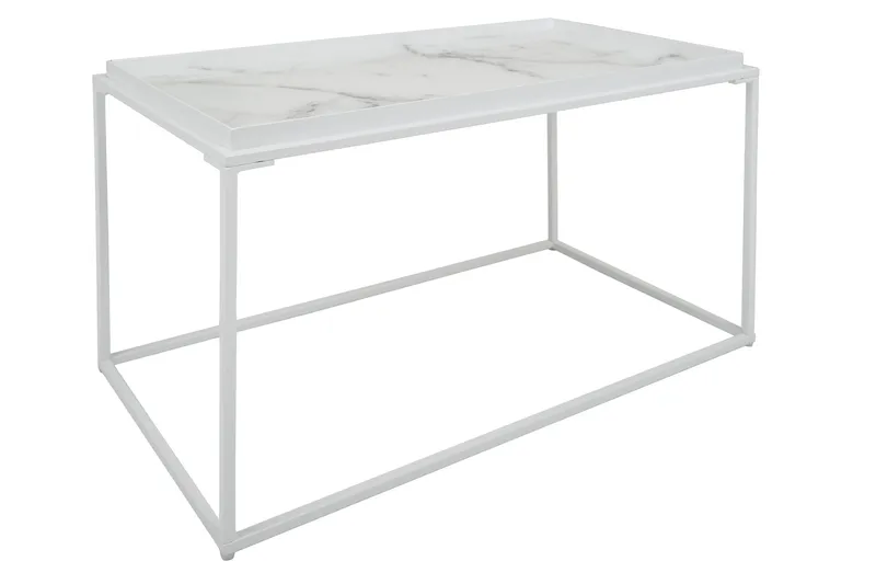 Burwick Soffbord 80 cm Marmormönster Rektangulär - Vit - Möbler - Bord & matgrupp - Soffbord