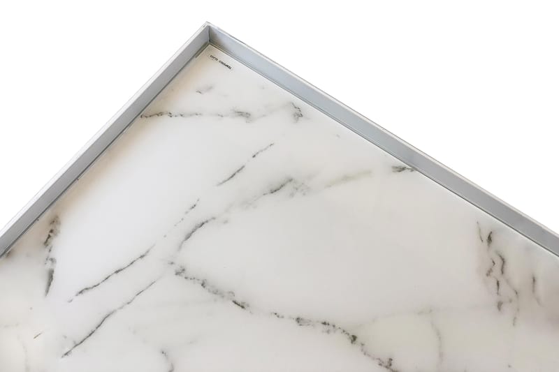 Burwick Soffbord 80 cm Marmormönster Rektangulär - Vit/Brun - Möbler - Bord & matgrupp - Soffbord