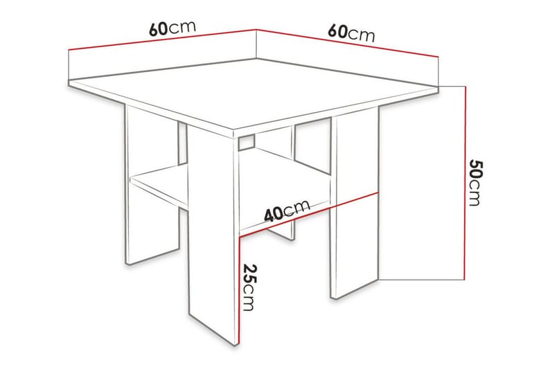 Carnew 60 cm Kvadratiskt Soffbord med Hylla i Mörkt Trä - Svart - Möbler - Bord & matgrupp - Soffbord
