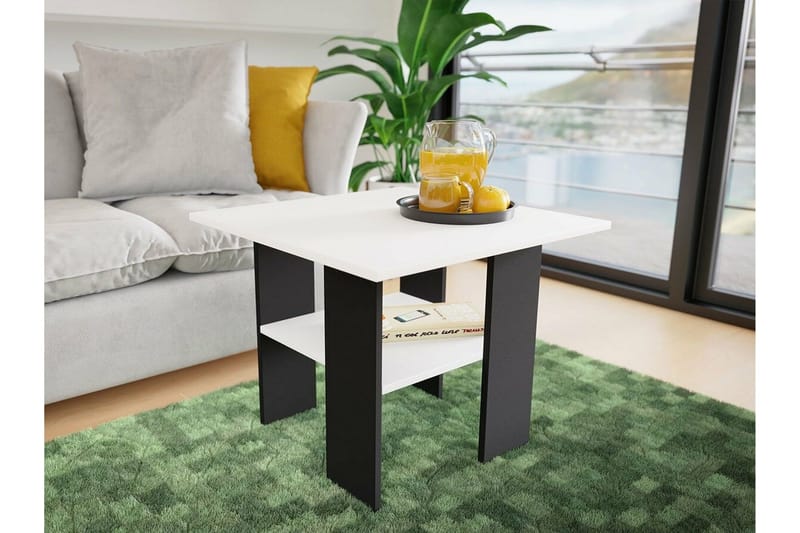 Carnew Kvadratiskt Soffbord 60 cm med Hyllor i Målat Trä - Vit - Möbler - Bord & matgrupp - Soffbord