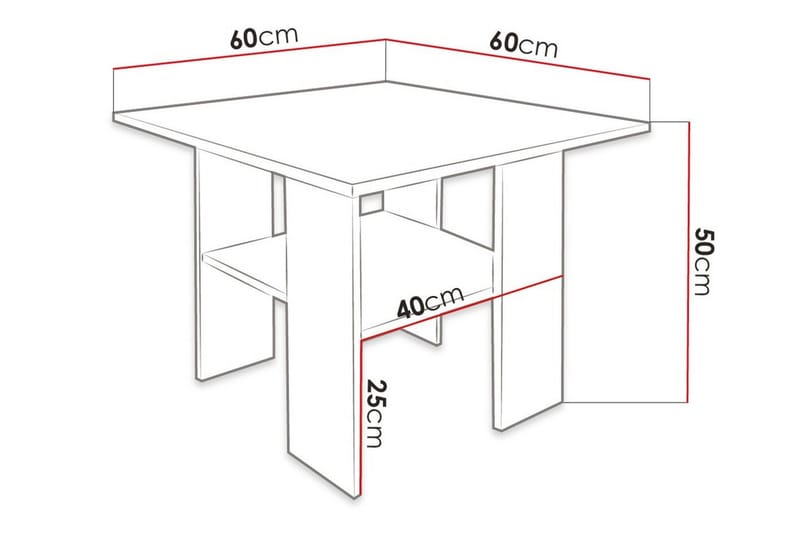 Carnew Kvadratiskt Soffbord 60 cm med Hyllor i Målat Trä - Vit - Möbler - Bord & matgrupp - Soffbord