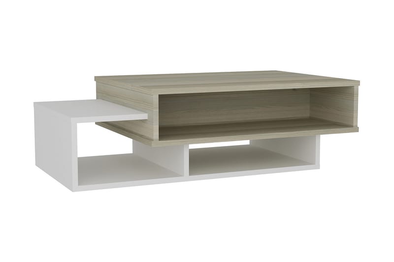 Soffbord Cathi 105 cm med Förvaring Hyllor - Vit/Natur - Soffbord